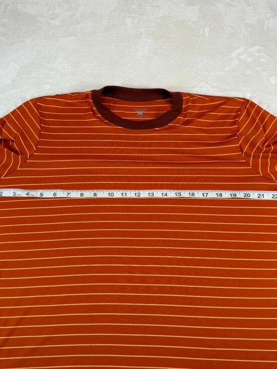Patagonia Capilene Mens L Striped Technical Crewneck T-Shirt Orange Performance - Picture 9 of 10